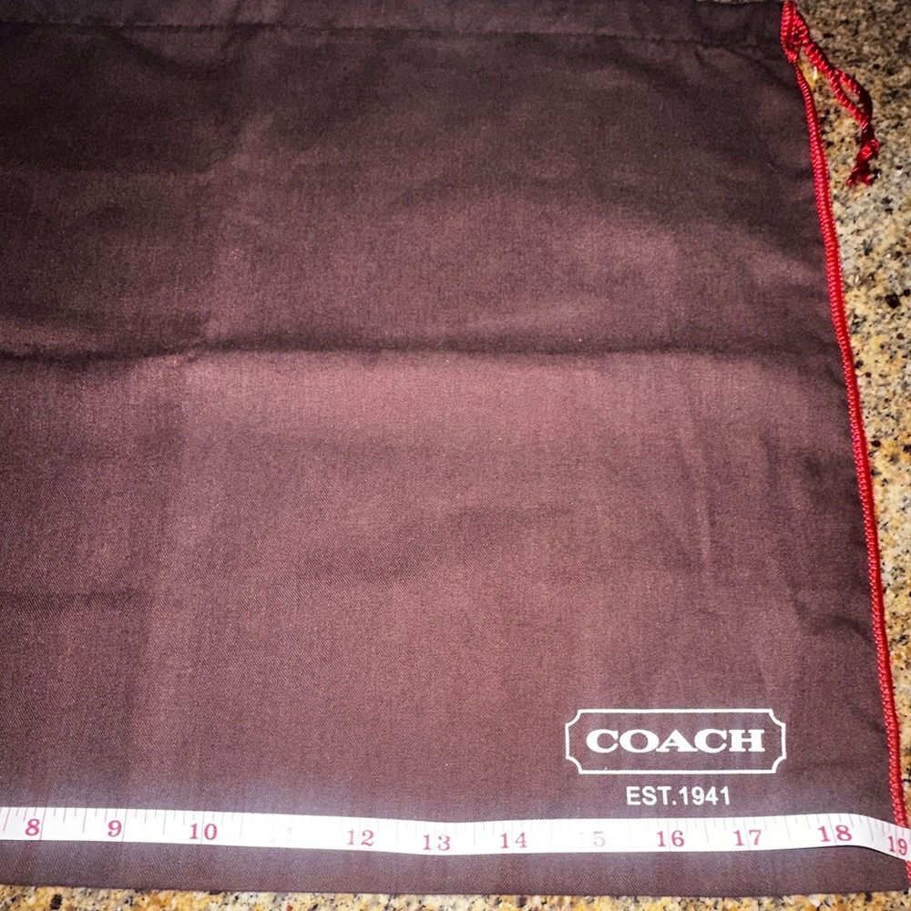 Coach Vintage Brown Drawstring Dust Bag with Red Trim - Picture 2 of 2